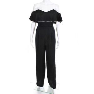 Devlin Womens Modern Trim Wide Leg Sweetheart Jumpsuit Black Size 4 10850079